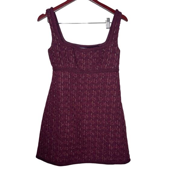 Hill House The Valentina Tweed Jacket and Mini Dress set in Burgundy Sz XS - Picture 6 of 16